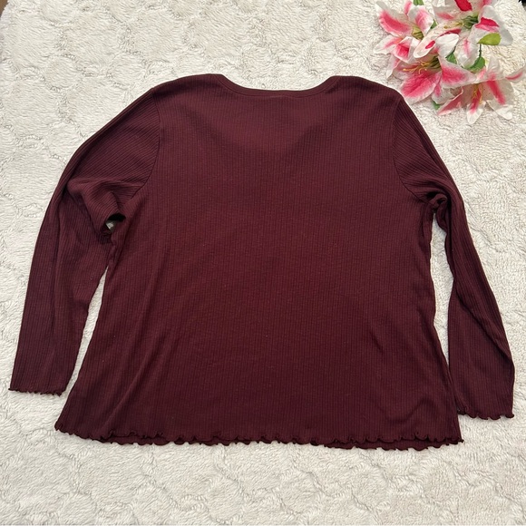 Old Navy - Maroon Ribbed Long Sleeve Long Sleeve 3/4 Sleeve Henley XXL - Picture 2 of 9